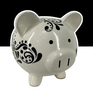 ROOM ESSENTIALS TARGET / Black & White Filigree Piggy Bank
